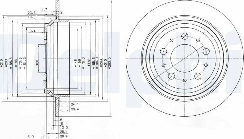 Тормозной диск Delphi задний для Volvo V70 I 1995-2000. Артикул BG3419