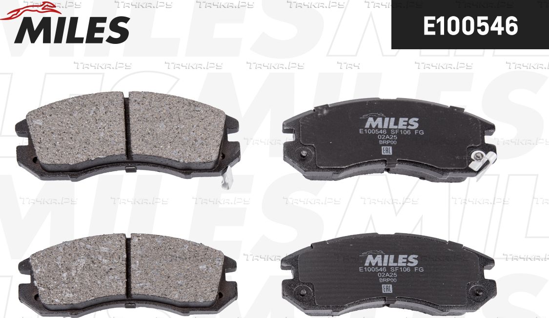 Тормозные колодки Miles (Semi-Metallic) передние для Subaru Legacy II 1994-1999. Артикул E100546
