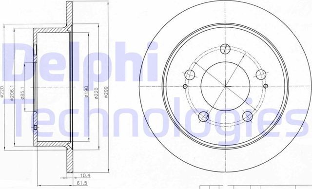 Тормозной диск Delphi задний для SsangYong Kyron I 2005-2015. Артикул BG4220