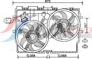 Вентилятор радиатора двигателя AVA (полимерный материал) для Fiat Ducato III 2006-2026. Артикул FT7585