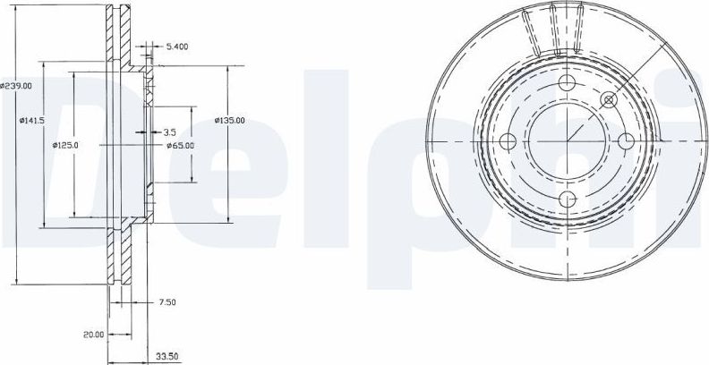 Тормозной диск Delphi. Артикул BG2109