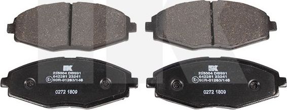 Тормозные колодки NK передние для Daewoo Matiz I 1998-2010. Артикул 225004