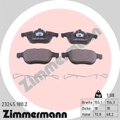 Тормозные колодки Zimmermann. Артикул 23245.180.2