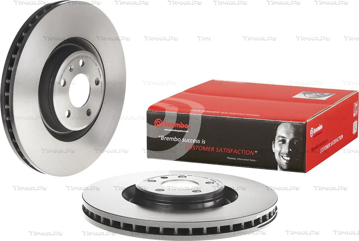 Тормозной диск Brembo PRIME LINE - UV Coated передний для Audi A6 allroad III (C7) 2012-2018. Артикул 09.B971.11