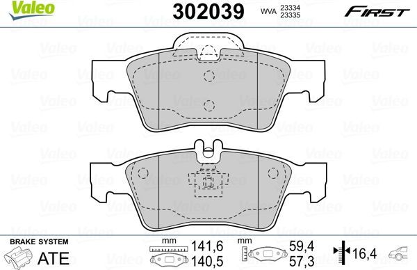 Тормозные колодки Valeo First. Артикул 302039