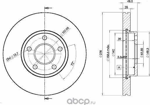 Диск тормозной Focus  V50 (03-) (Icer). Артикул 78bd3963