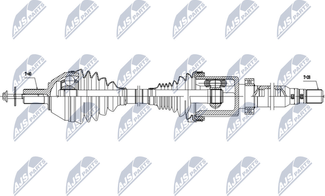 Полуось (привод в сборе, приводной вал) NTY передняя правая для Volvo S60 II 2010-2015. Артикул NPW-VV-042