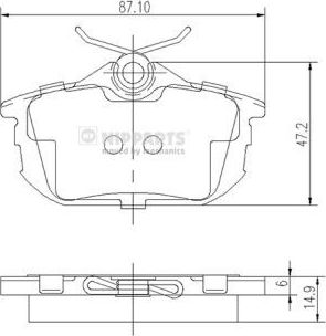 Тормозные колодки Nipparts задние для Smart Forfour I (W454) 2004-2006. Артикул J3615012