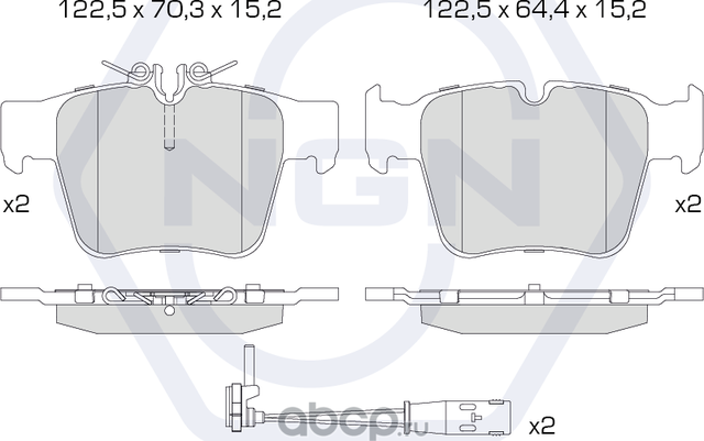 Колодки тормозные керамические, задние (NGN). Артикул 3502596