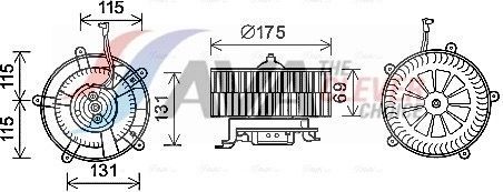 Вентилятор, мотор печки (отопителя) салона AVA. Артикул BW8478