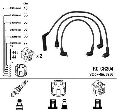 Высоковольтные провода (провода зажигания) (комплект) NGK для Dodge Caravan III 1995-2000. Артикул 8286