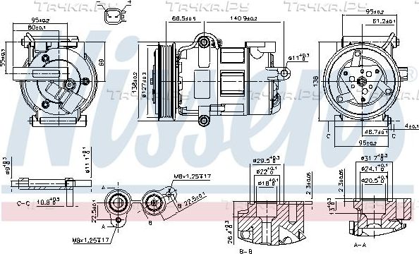 Компрессор кондиционера Nissens ** FIRST FIT ** для Ford Transit Torneo VII 2006-2014. Артикул 890698