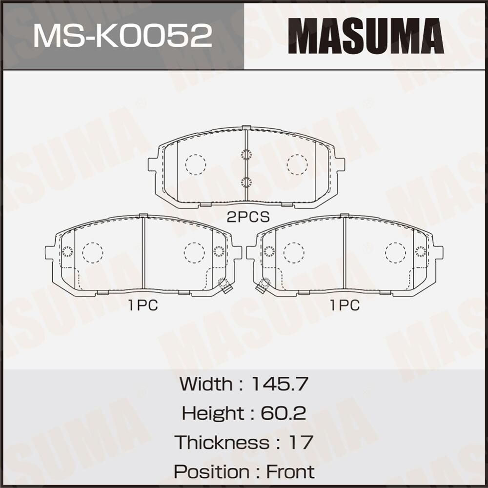 Колодки дисковые MASUMA, PN6120 front Masuma. Артикул MSK0052