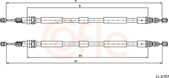 Трос ручника (тросик ручного тормоза) Cofle. Артикул 11.6797
