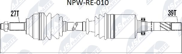 Полуось (привод в сборе, приводной вал) NTY для Renault Trafic II 2001-2014. Артикул NPW-RE-010