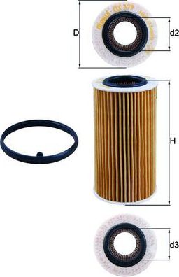 Масляный фильтр Mahle для Volkswagen Jetta VI 2010-2019. Артикул OX 379D