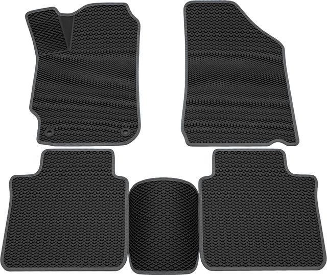 Коврики Rezkon 3D EVA ромб резиновые для салона Toyota Camry 50, 55 (V50, V55, XV50, XV55) рестайлинг 2014-2017 Серый кант. Артикул 9234010202