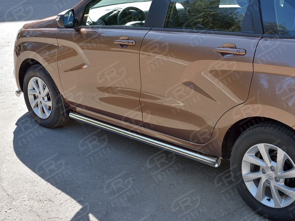 Защита порогов RusStal труба d63 для Lada Xray 2015-2026 (Вариант 3). Артикул LXRT-0023893