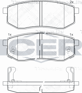Тормозные колодки Icer для Hyundai Santamo 1999-2002. Артикул 181721
