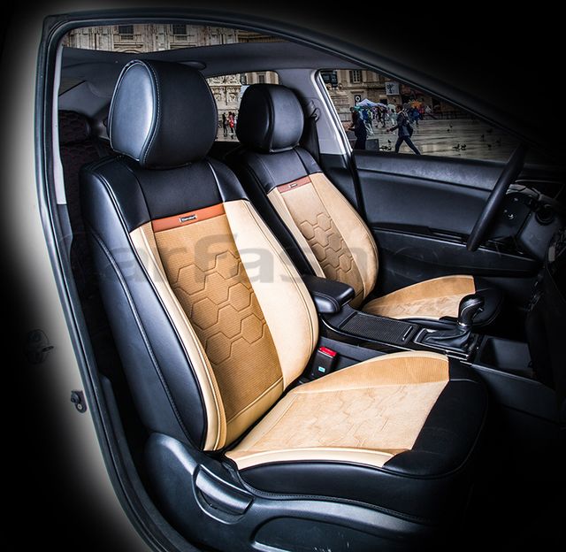 Накидки универсальные CarFashion Evolution для авто, цвет Бежевый/Черный/Коричневый. Артикул 21431