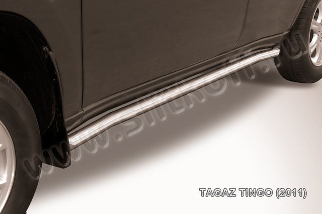 Пороги Slitkoff труба d57 с загибами для ТагАЗ Vortex Tingo 2011-2026. Артикул TIN005