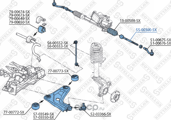 Рулевая тяга Stellox правая/левая для Peugeot 207 I 2006-2015. Артикул 55-00300-SX