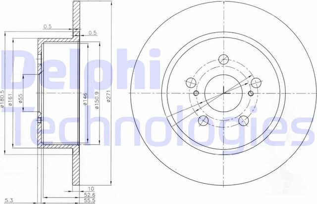 Тормозной диск Delphi задний для Toyota Avensis I 1997-2003. Артикул BG3922