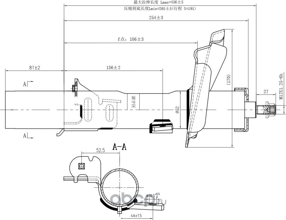 Амортизатор передний левый (газ) AWSA423690 (Awgo). Артикул AWSA423690