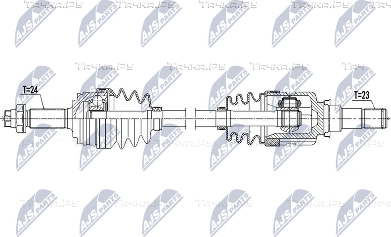 Полуось (привод в сборе, приводной вал) NTY для Peugeot 107 I 2005-2014. Артикул NPW-TY-127