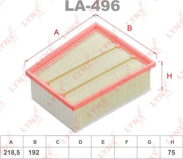 Воздушный фильтр LYNXauto. Артикул LA-496