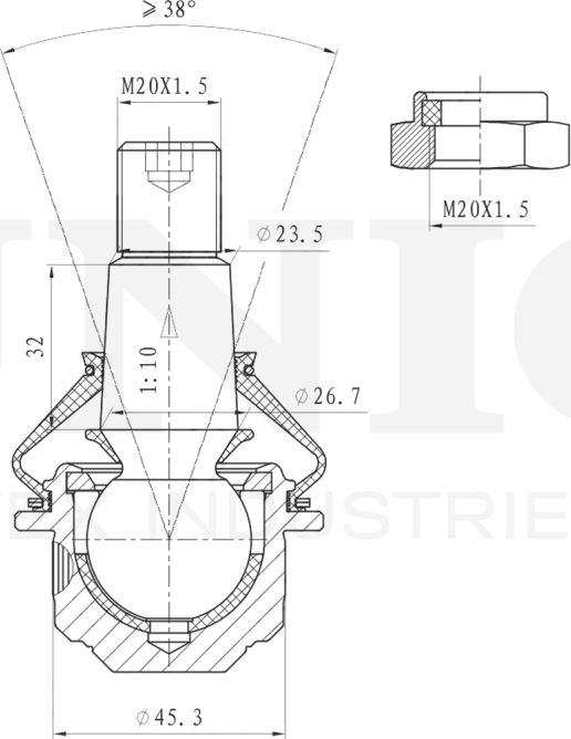 Опора шаровая (Unio). Артикул SSP-20072