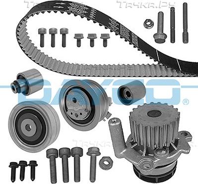 Помпа (водяной насос) с комплектом ремня ГРМ Dayco для Skoda Superb II 2008-2015. Артикул KTBWP7880
