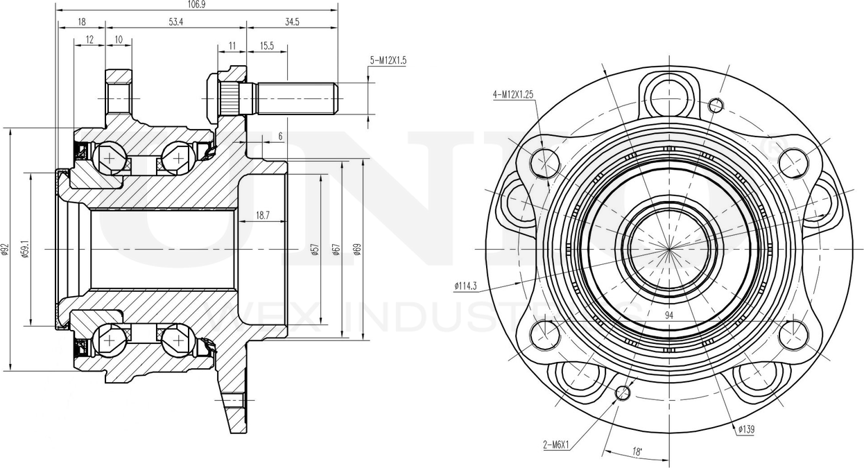 Ступица колеса с интегрированным подшипником (Unio). Артикул HUB-20104