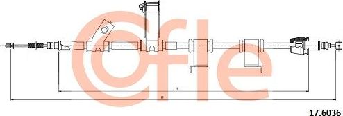 Трос ручника (тросик ручного тормоза) Cofle. Артикул 92.17.6036