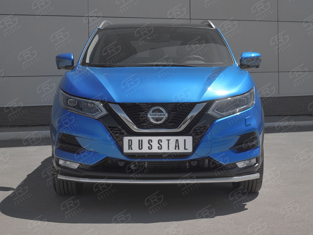 Защита RusStal переднего бампера d42 секции для Nissan Qashqai II рестайлинг 2019-2026. Артикул NQSZ-003240