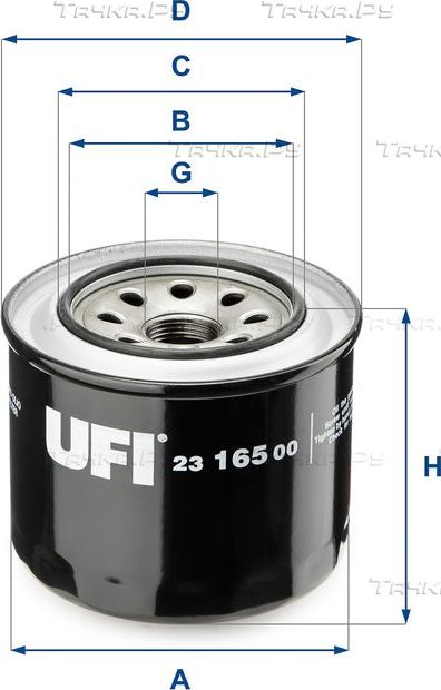 Масляный фильтр UFI для Kia Joice 2000-2003. Артикул 23.165.00