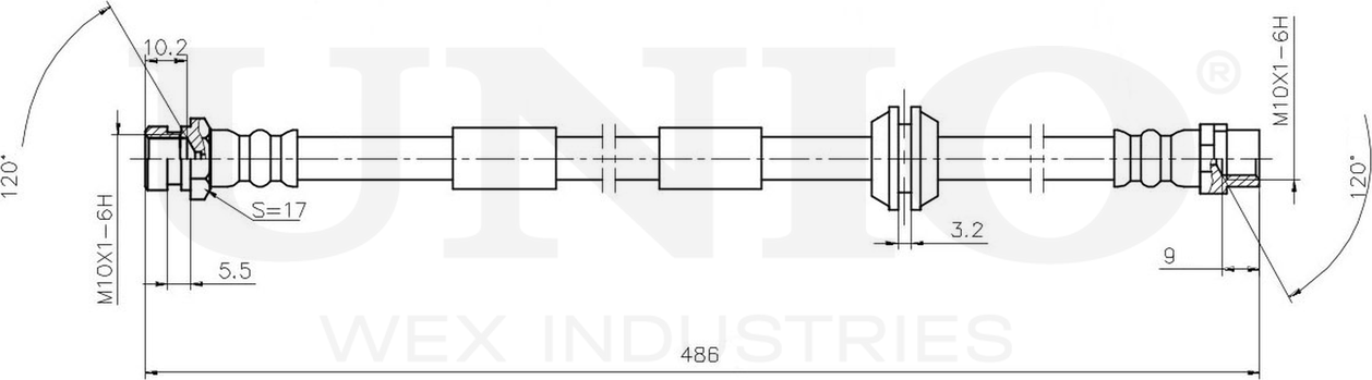 Шланг тормозной (Unio). Артикул BRH-10030