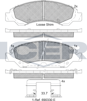 Тормозные колодки Icer передние для Chevrolet Express II 2012-2026. Артикул 182138