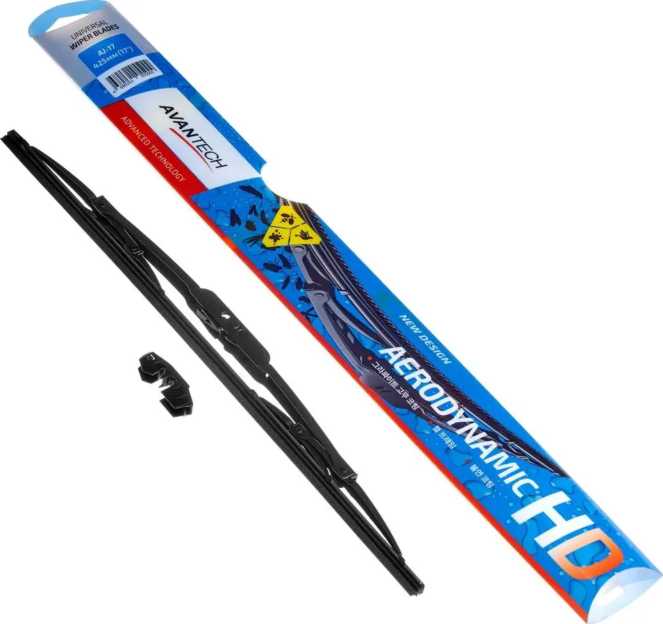 Дворник 425мм, 17 каркасный Aerodynamic (AJ17) с графит.напылением (Avantech). Артикул AJ17