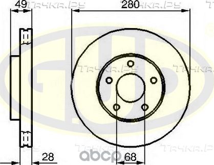 Тормозной диск G.U.D. передний для Nissan Primera P12 2002-2008. Артикул GDB128140