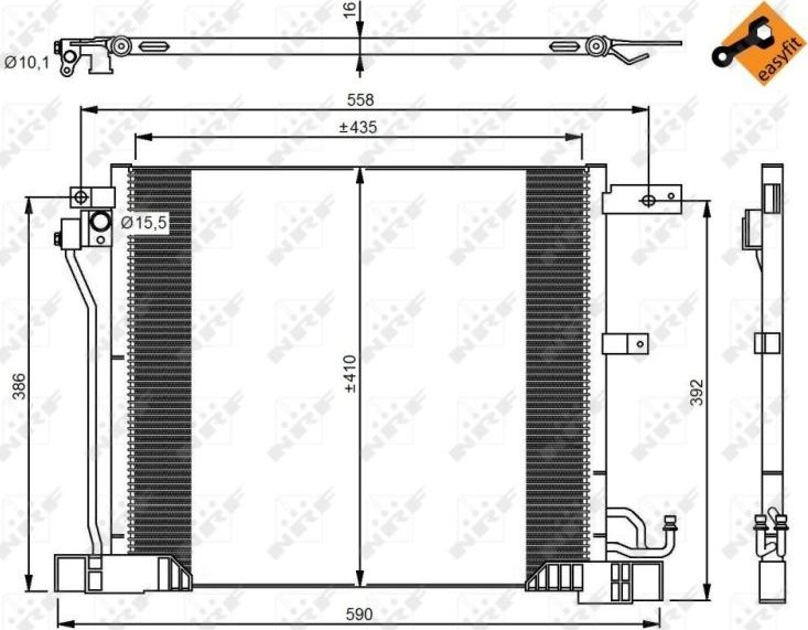 Радиатор кондиционера (конденсатор) NRF (алюминий). Артикул 350040
