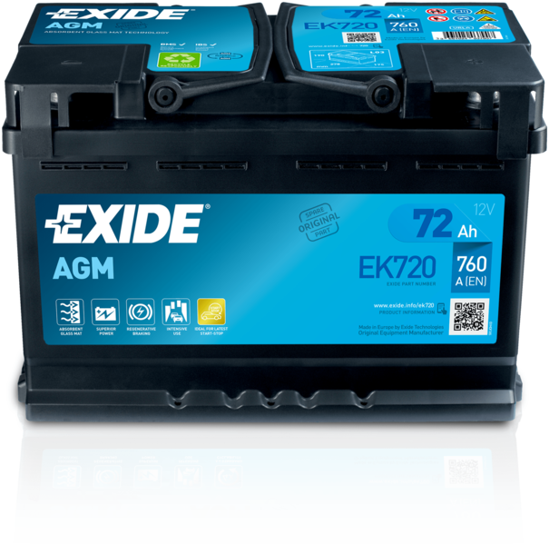 Аккумулятор Exide AGM. Артикул EK720