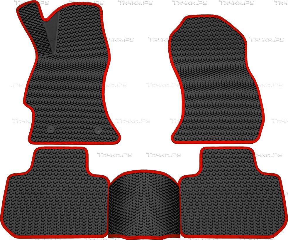 Коврики Rezkon 3D EVA ромб резиновые для салона Subaru Forester IV 2013-2018 Красный кант. Артикул 9232005204