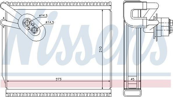 Испаритель кондиционера Nissens (алюминий) для Kia Carens III (RP) 2013-2026. Артикул 92291