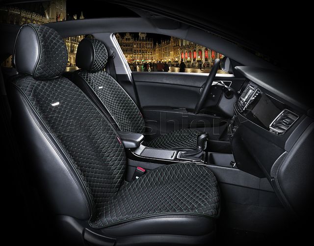 Накидки универсальные CarFashion Palermo на передние сидения авто, цвет Черный/Зеленый. Артикул 21755