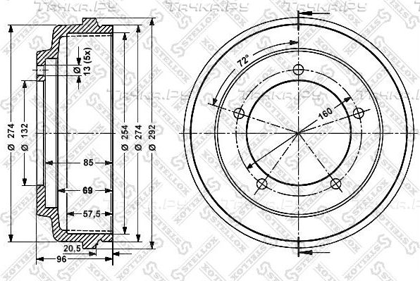 Тормозной барабан Stellox задний для Ford Transit IV 1985-1994. Артикул 6026-2508-SX