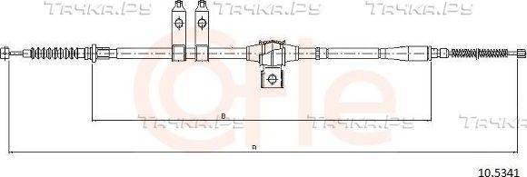 Трос ручника (тросик ручного тормоза) Cofle. Артикул 92.10.5341