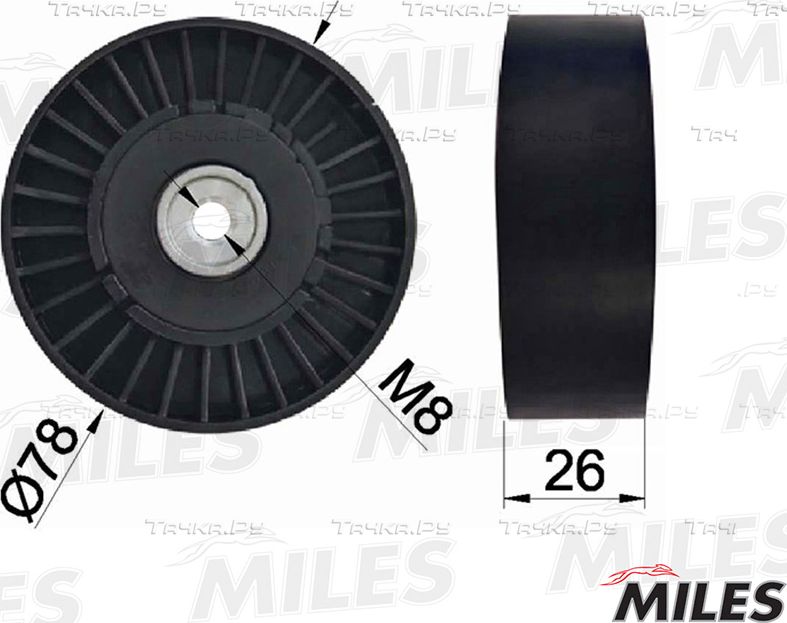Натяжной ролик (натяжитель) приводного поликлинового ремня Miles. Артикул AG03115