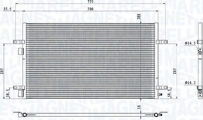 Радиатор кондиционера (конденсатор) Magneti Marelli для Renault Vel Satis I 2002-2009. Артикул 350203901000