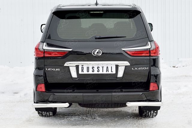 Защита RusStal заднего бампера уголки d63 секции для Lexus LX450d III 2-й рестайлинг 2015-2026 (кроме F-Sport). Артикул LLX4Z-002525